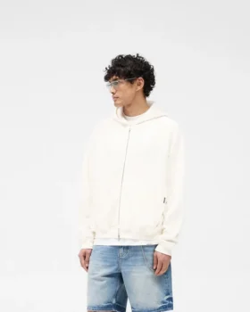 Hoodie med dragkedja i våffelmönster