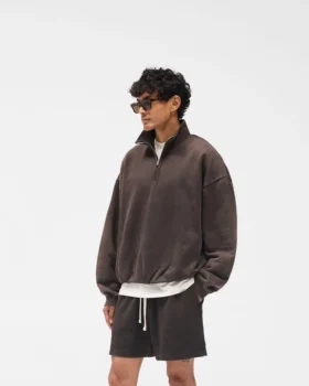Initial Funnel Neck Quarter Zip Sweatshirt