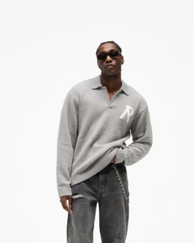 Stickad bouclé-polo