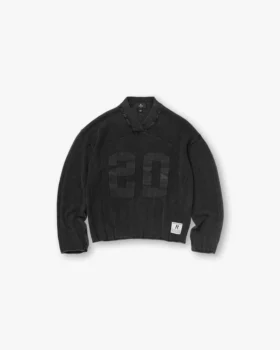 Stickad långärmad jersey i varsity-stil